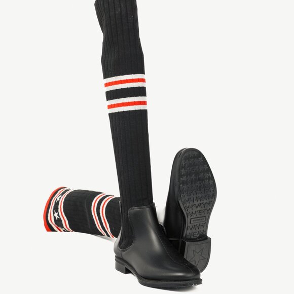 Givenchy Black Over-the-Knee Star & Stripe Sock Rain Boots - Picture 5 of 10
